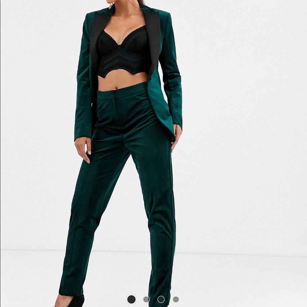 ASOS Design Coord Set tailored suit velvet green small NYE